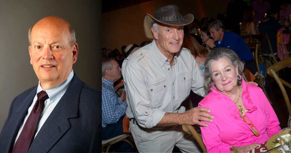 two images, one of a man, one of two people smiling for camera