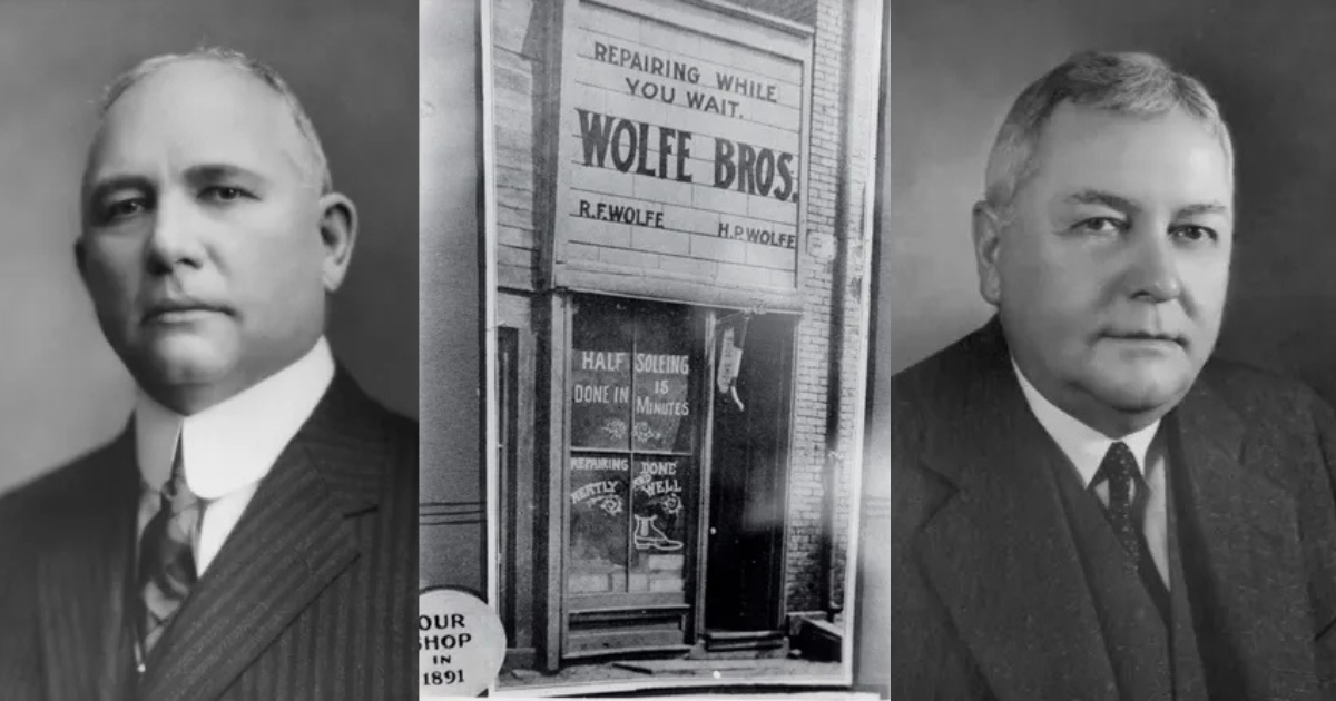 three images, two of men, one of a storefront